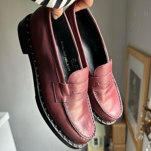 Ash Red Loafers with Studs